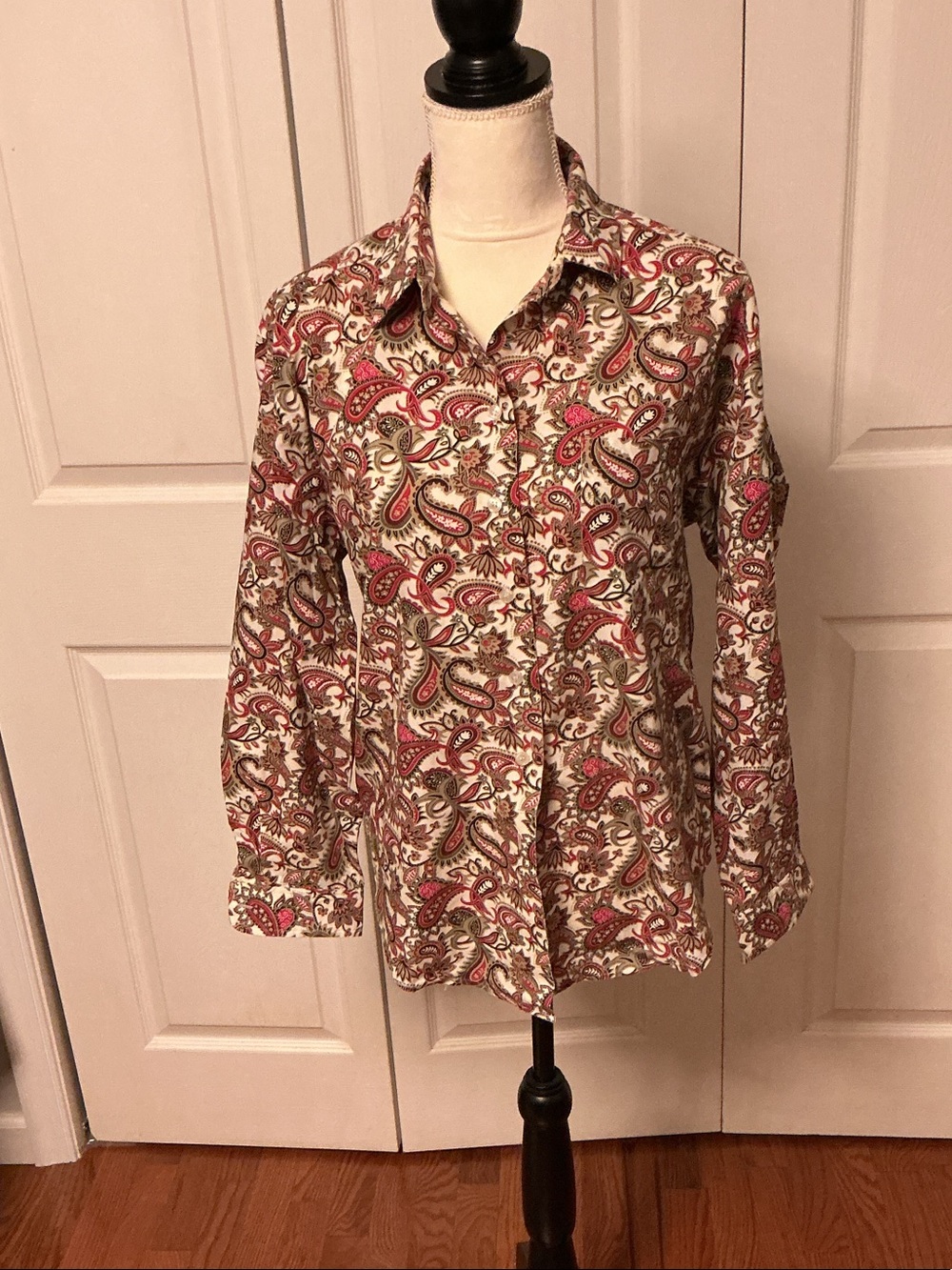 Cabin Creek Paisley Button-Down Shirt - Pink & Cream
